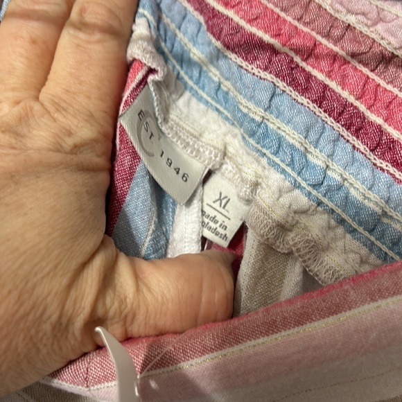 Cato Est 1946 Blue Pink Striped Linen Wide Leg Palazzo Pants Women's Size XL - Picture 3 of 6